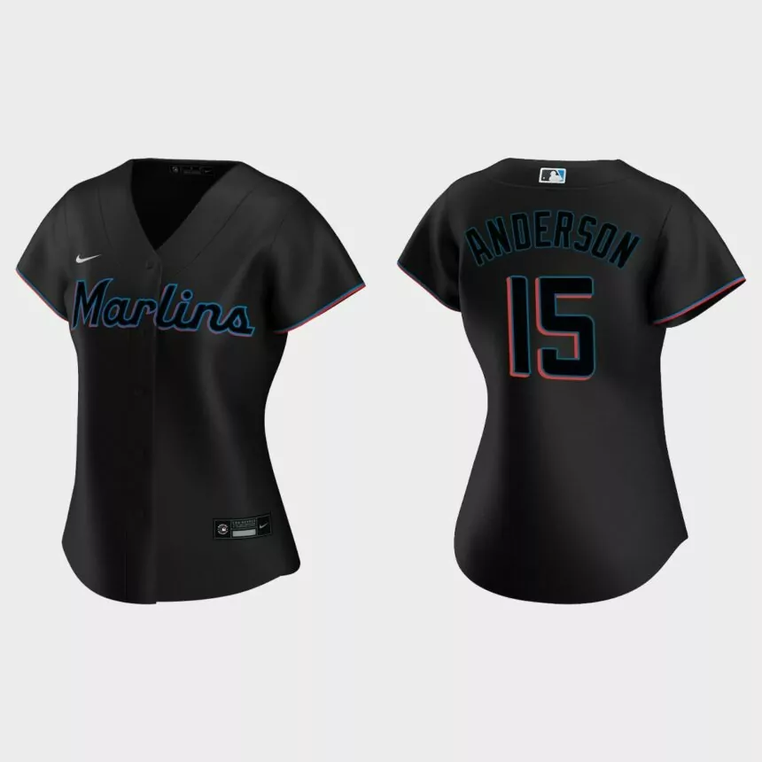 Women Miami Marlins Brian Anderson Black Replica Nike 2020 Alternate Jersey
