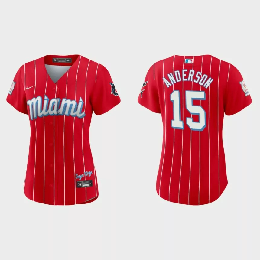 Women Miami Marlins Brian Anderson Red 2021 City Connect Replica Jersey