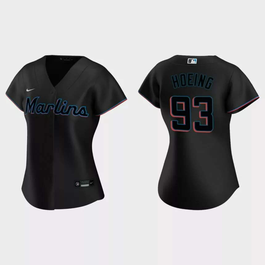 Women Miami Marlins Bryan Hoeing Black Replica Jersey