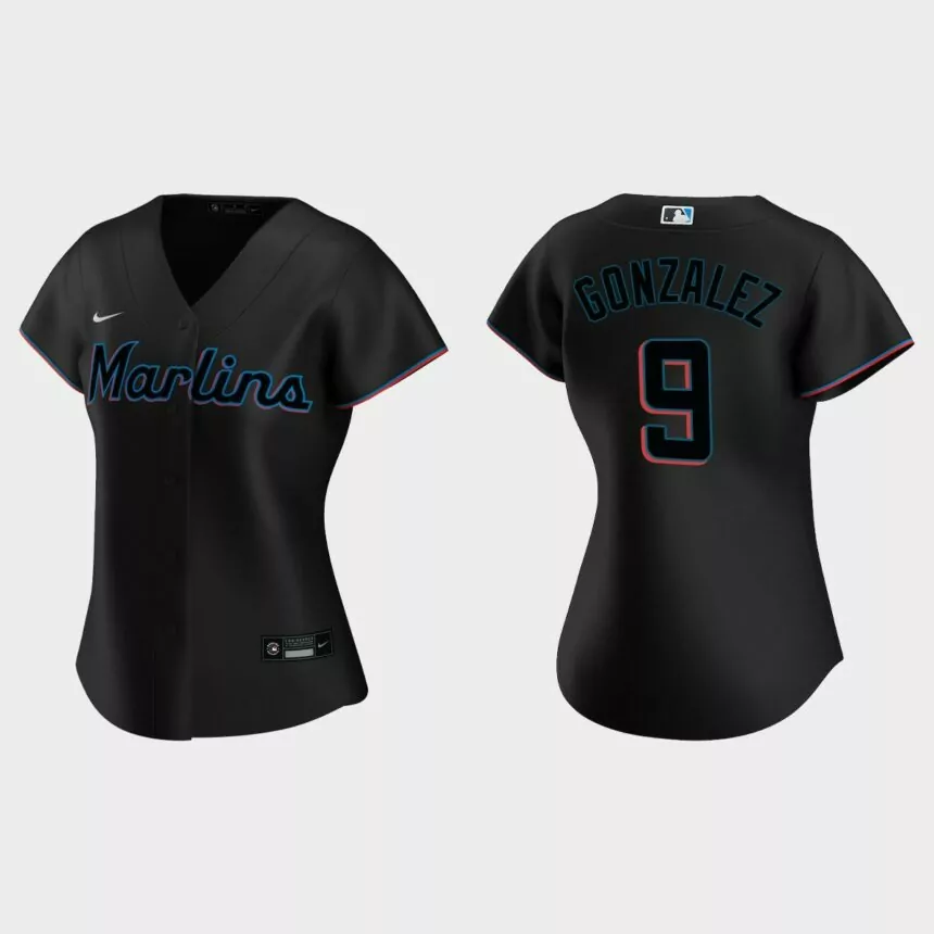 Women Miami Marlins Erik Gonzalez Black Replica Jersey