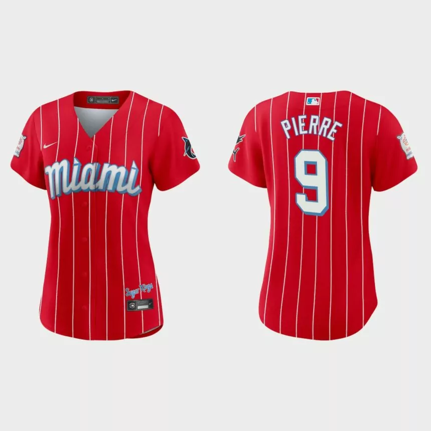 Women Miami Marlins Juan Pierre Red 2021 City Connect Replica Jersey