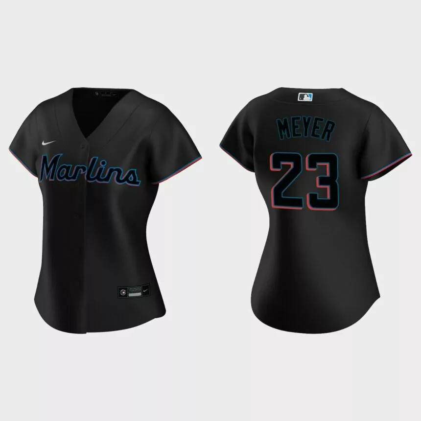 Women Miami Marlins Max Meyer Black Replica Jersey