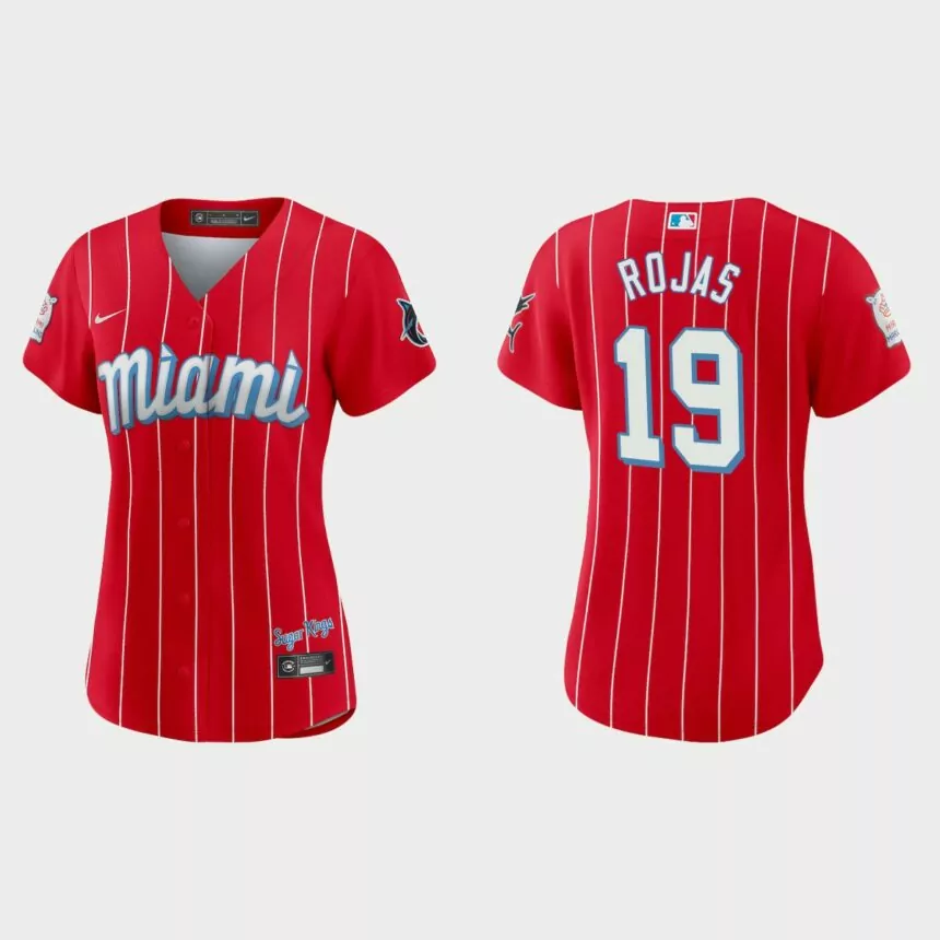 Women Miami Marlins Miguel Rojas Red City Connect Replica Jersey