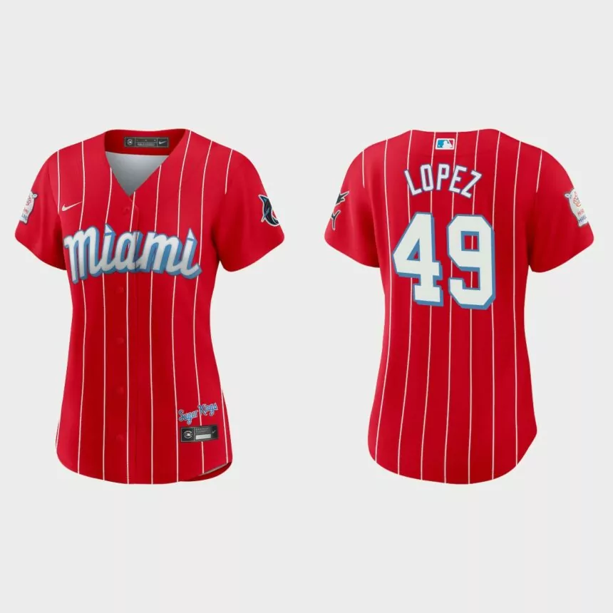 Women Miami Marlins Pablo Lopez Red City Connect Replica Jersey