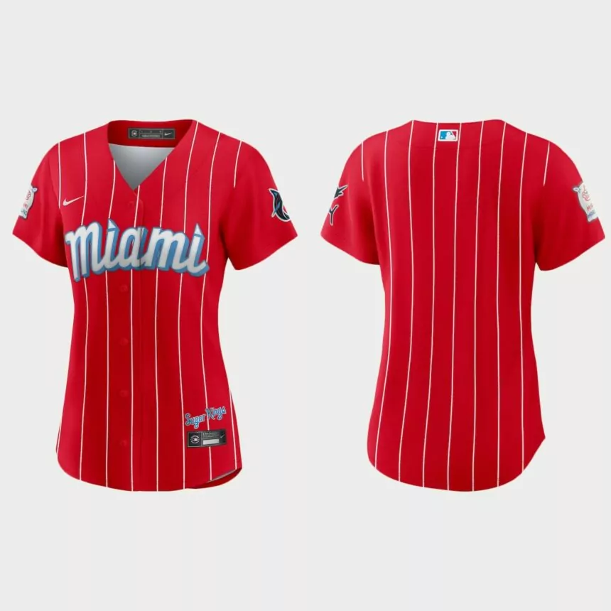 Women Miami Marlins Red 2021 City Connect Replica Jersey