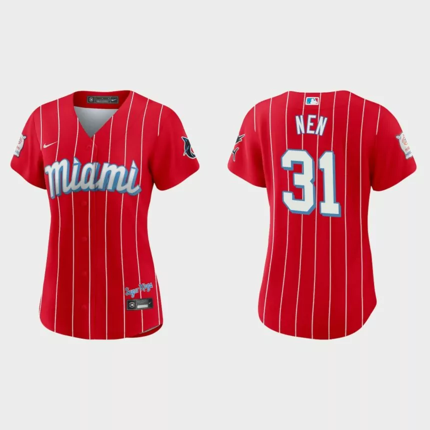 Women Miami Marlins Robb Nen Red 2021 City Connect Replica Jersey