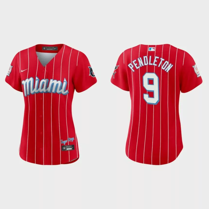Women Miami Marlins Terry Pendleton Red 2021 City Connect Replica Jersey
