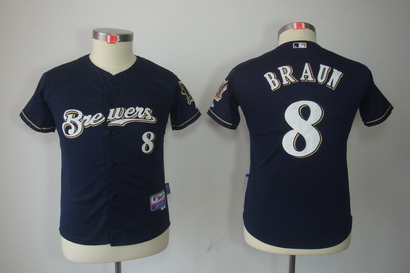Women Milwaukee Brewers 8 Ryan Braun Blue jerseys