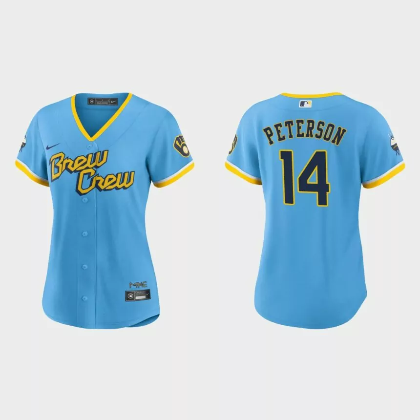 Women Milwaukee Brewers Jace Peterson Powder Blue 2022 City Connect Replica Jersey