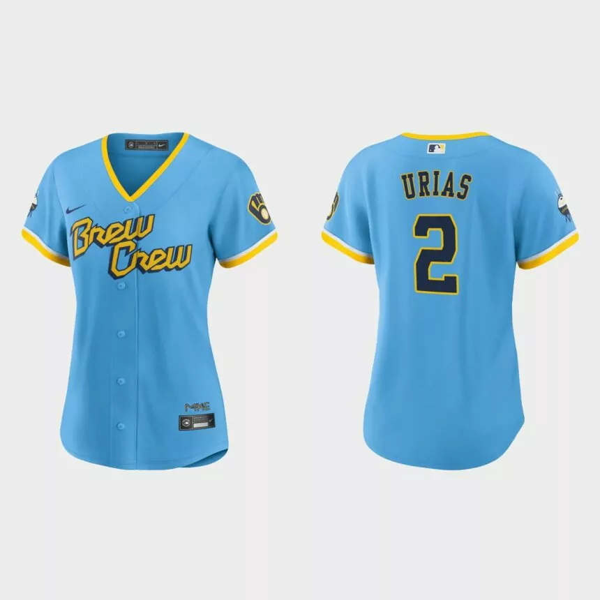 Women Milwaukee Brewers Luis Urias Powder Blue 2022 City Connect Replica Jersey