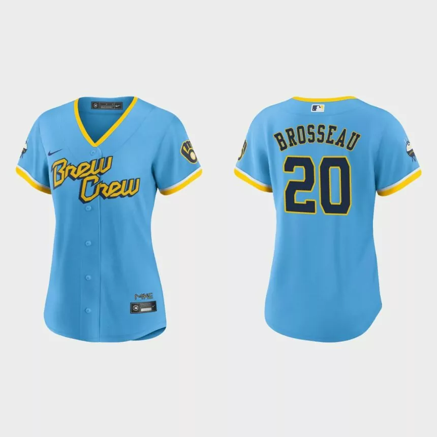 Women Milwaukee Brewers Mike Brosseau Powder Blue 2022 City Connect Replica Jersey