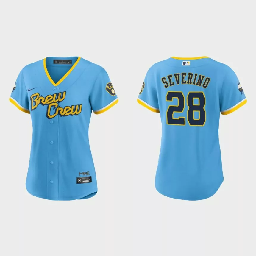Women Milwaukee Brewers Pedro Severino Powder Blue 2022 City Connect Replica Jersey