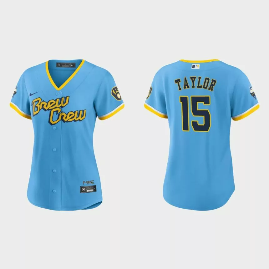 Women Milwaukee Brewers Tyrone Taylor Powder Blue 2022 City Connect Replica Jersey