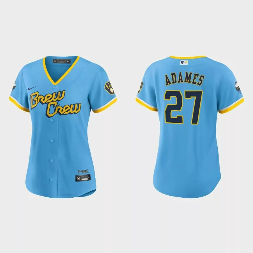 Women Milwaukee Brewers Willy Adames Powder Blue 2022 City Connect Replica Jersey