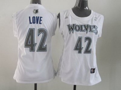 Women Minnesota Timberwolves 42# Kevin Love white Swingman Jersey