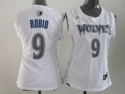 Women Minnesota Timberwolves 9# Ricky Rubio white Swingman Jersey
