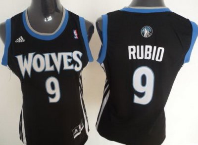 Women Minnesota Timberwolves 9 Ricky Rubio Black Swingman NBA Jerseys