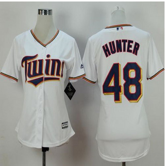 Women Minnesota Twins #48 Torii Hunter White Home Stitched Baseball Jersey