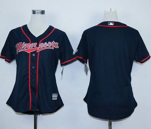 Women Minnesota Twins Blank Navy Blue Alternate Road Stitched MLB Jersey