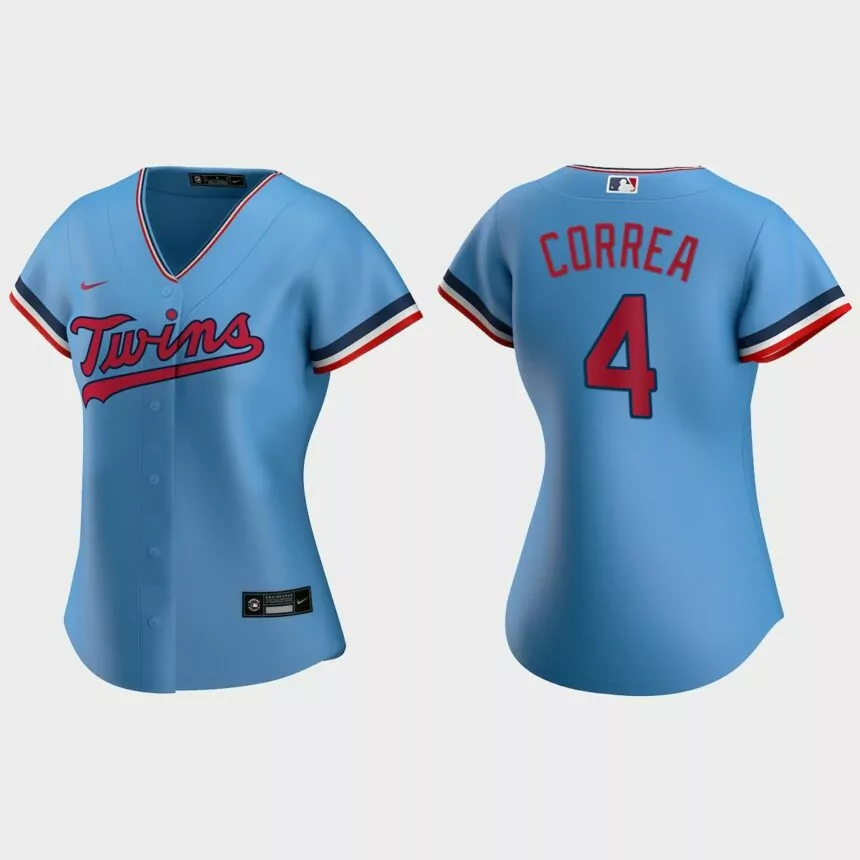 Women Minnesota Twins Carlos Correa Light Blue Replica Jersey