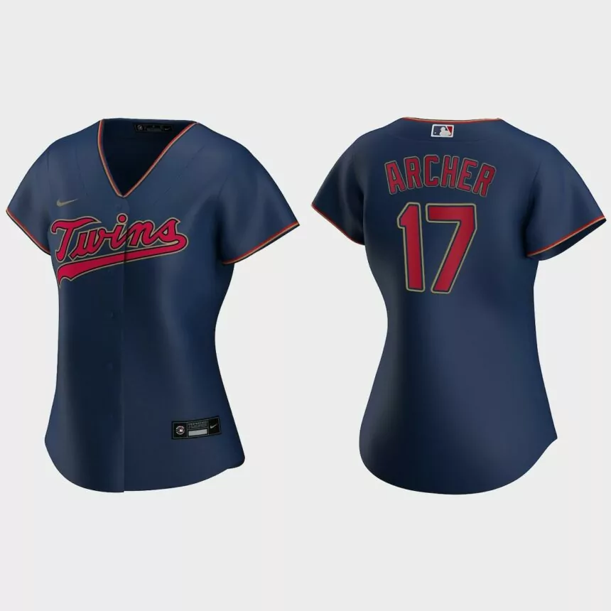Women Minnesota Twins Chris Archer Navy Replica Jersey