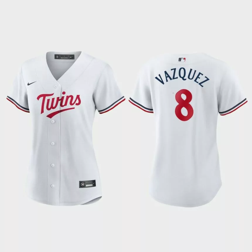Women Minnesota Twins Christian Vazquez White Replica Home Jersey