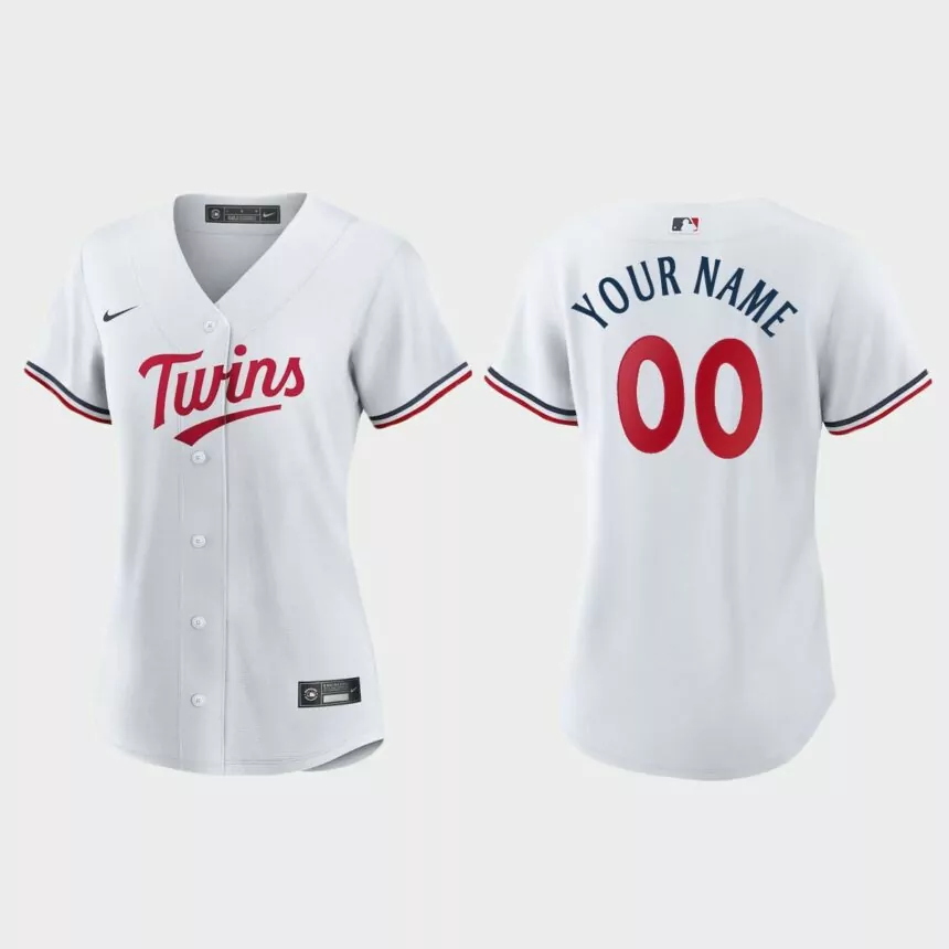 Women Minnesota Twins Custom White Replica Home Jersey