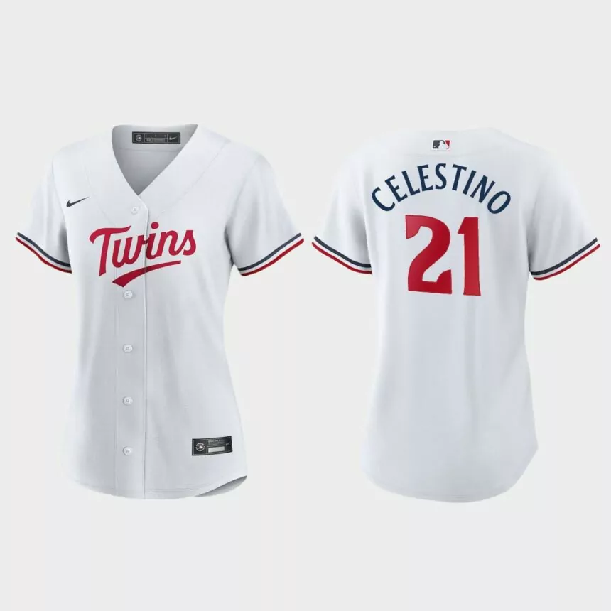Women Minnesota Twins Gilberto Celestino White Replica Home Jersey