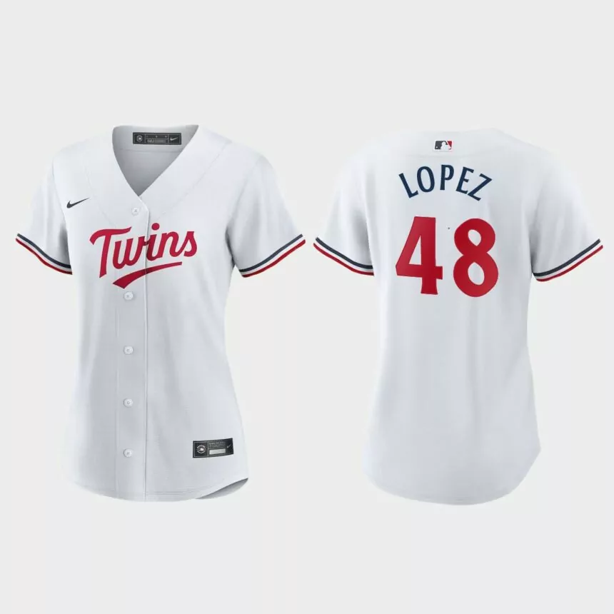 Women Minnesota Twins Jorge Lopez White Replica Home Jersey