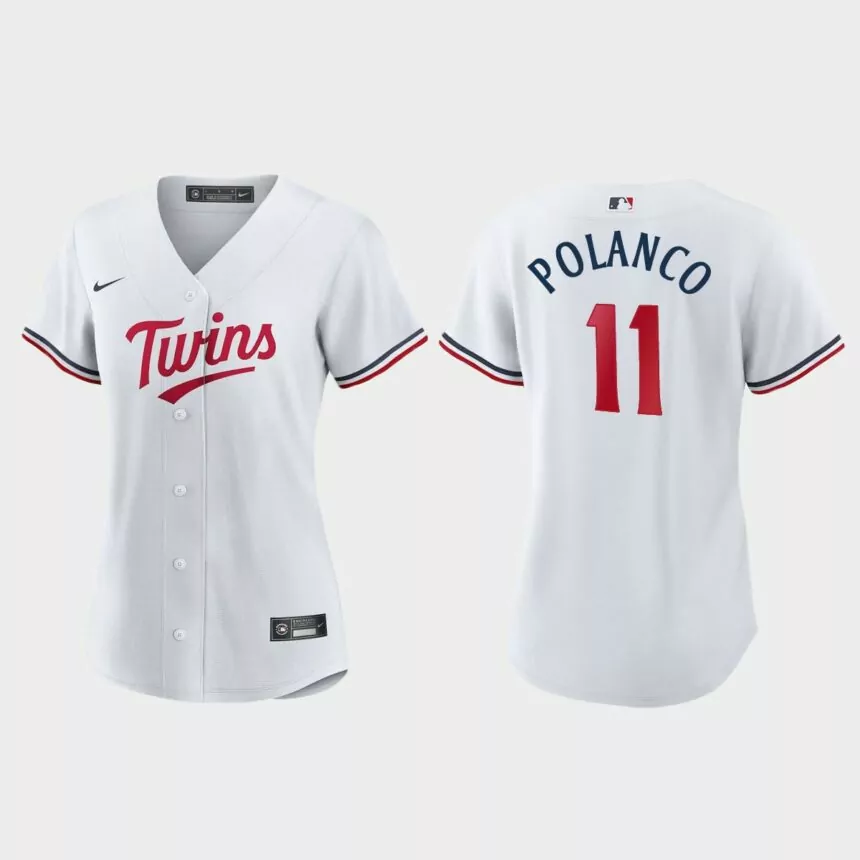 Women Minnesota Twins Jorge Polanco White Replica Home Jersey