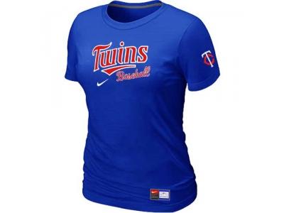 Women Minnesota Twins NEW Blue Short Sleeve Practice T-Shirt