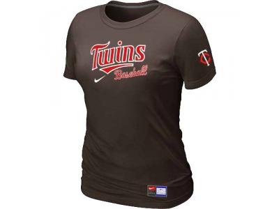 Women Minnesota Twins NEW Brown Short Sleeve Practice T-Shirt