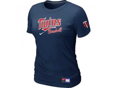 Women Minnesota Twins NEW D.Blue Short Sleeve Practice T-Shirt
