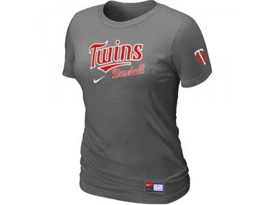 Women Minnesota Twins NEW D.Grey Short Sleeve Practice T-Shirt