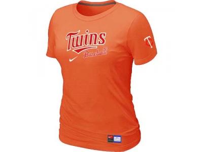 Women Minnesota Twins NEW Orange Short Sleeve Practice T-Shirt