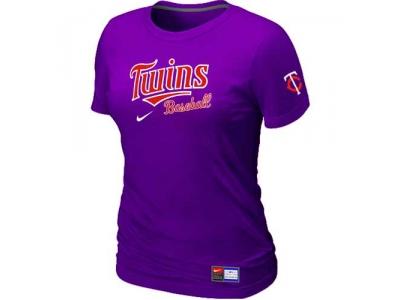 Women Minnesota Twins NEW Purple Short Sleeve Practice T-Shirt
