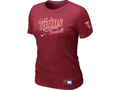 Women Minnesota Twins NEW Red Short Sleeve Practice T-Shirt