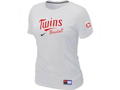 Women Minnesota Twins NEW White Short Sleeve Practice T-Shirt