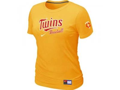 Women Minnesota Twins NEW Yellow Short Sleeve Practice T-Shirt