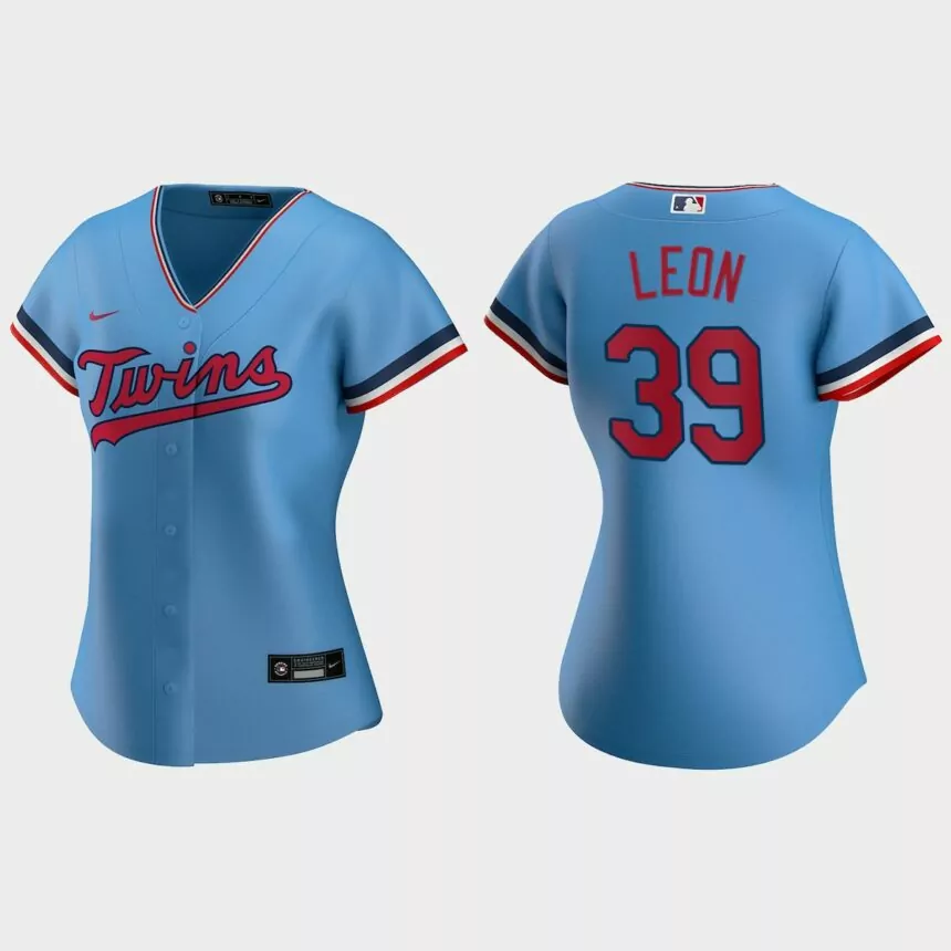 Women Minnesota Twins Sandy Leon Light Blue Replica Jersey