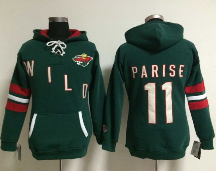 Women Minnesota Wild #11 Zach Parise Green Old Time Heidi NHL Hoodie