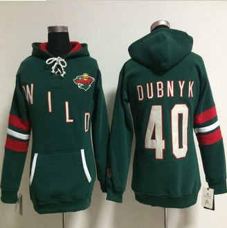 Women Minnesota Wild #40 Devan Dubnyk Green Old Time Heidi NHL Hoodie