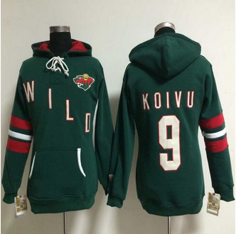 Women Minnesota Wild #9 Mikko Koivu Green Old Time Heidi NHL Hoodie