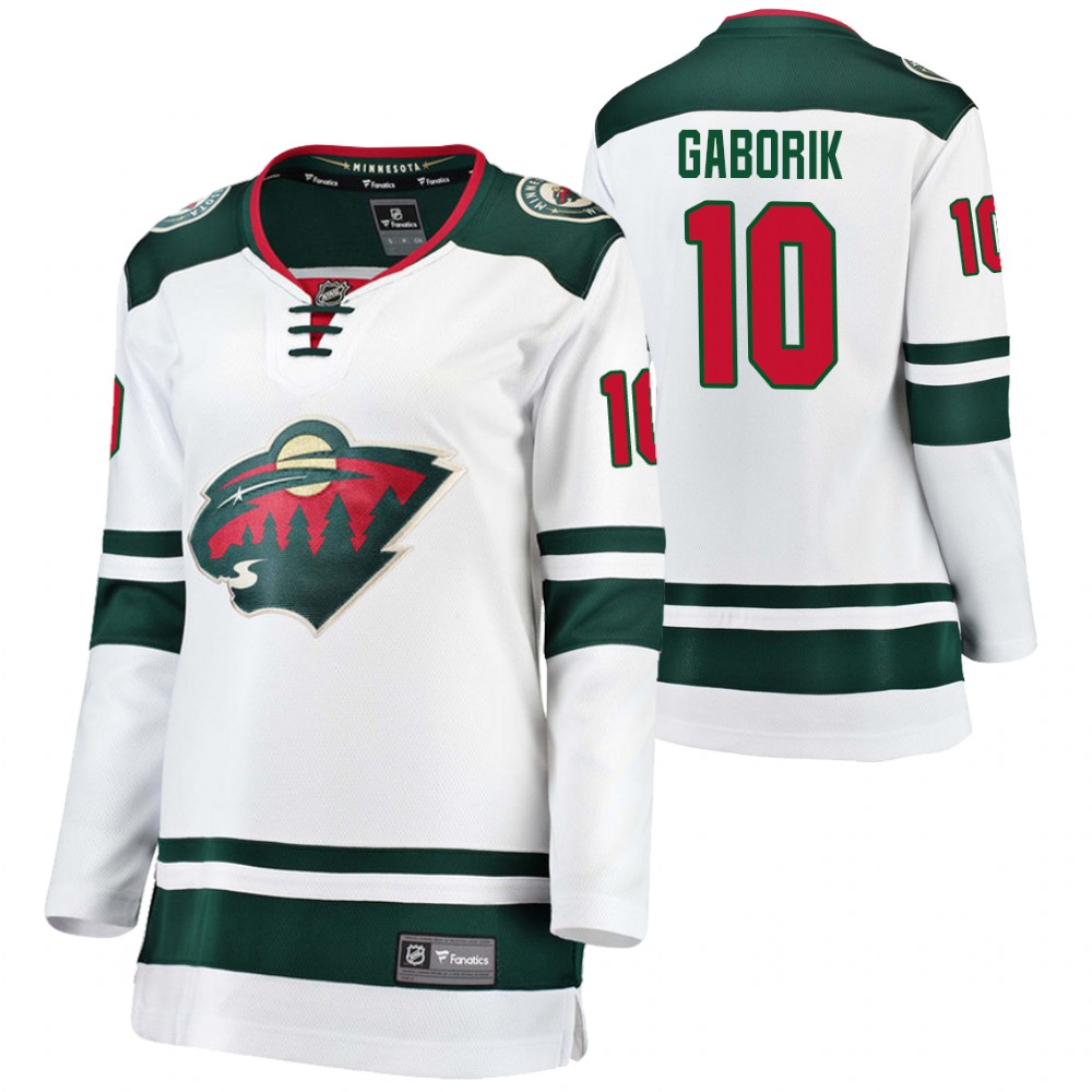 Women Minnesota Wild Marian Gaborik White Away Breakaway Player 2020 Trade Jersey