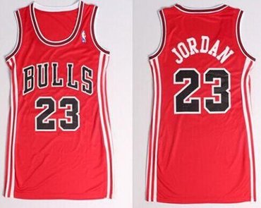 Women NBA Bulls #23 Michael Jordan Red Dress Stitched NBA Jersey