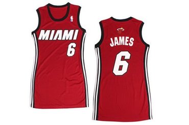 Women NBA Heat #6 LeBron James Red Stitched NBA Jersey