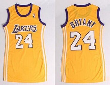 Women NBA Lakers #24 Kobe Bryant Gold Dress Stitched NBA Jersey
