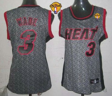 Women NBA Miami Heat #3 Dwyane Wade Grey With Finals Patch Static Fashion Stitched NBA Jersey