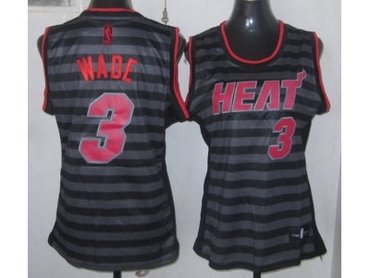 Women NBA Miami Heat #3 wade grey(black strip)
