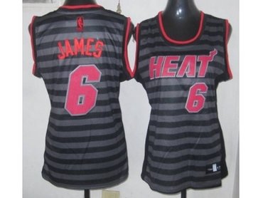 Women NBA Miami Heat #6 James grey(black strip)